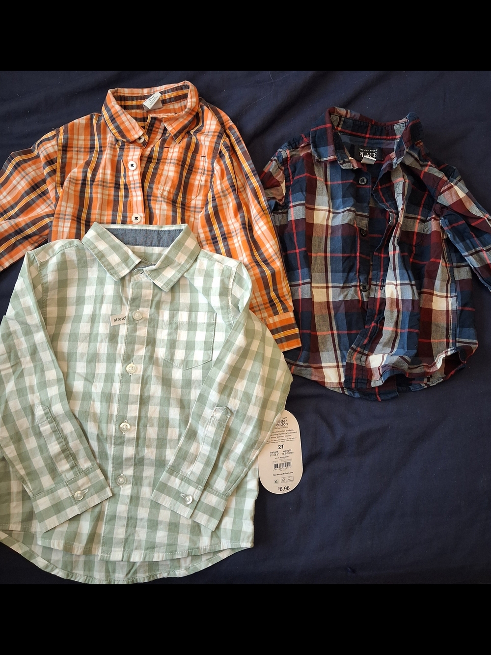 Shealthtex Green Plaid Button-Down Shirt for Kids Lot Of 3